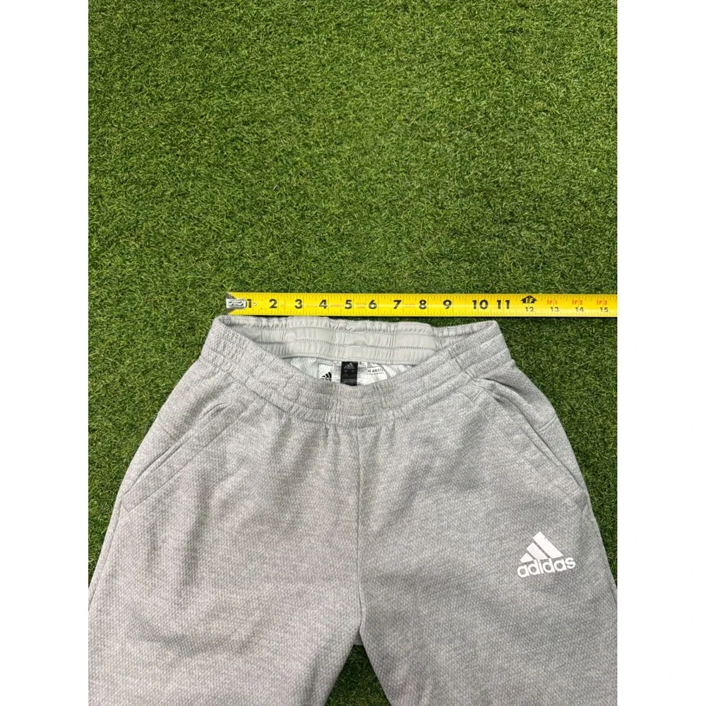 Adidas Mens S Heather Gray Textured Knit Joggers‎ Ankle Zip Sweatpants Small